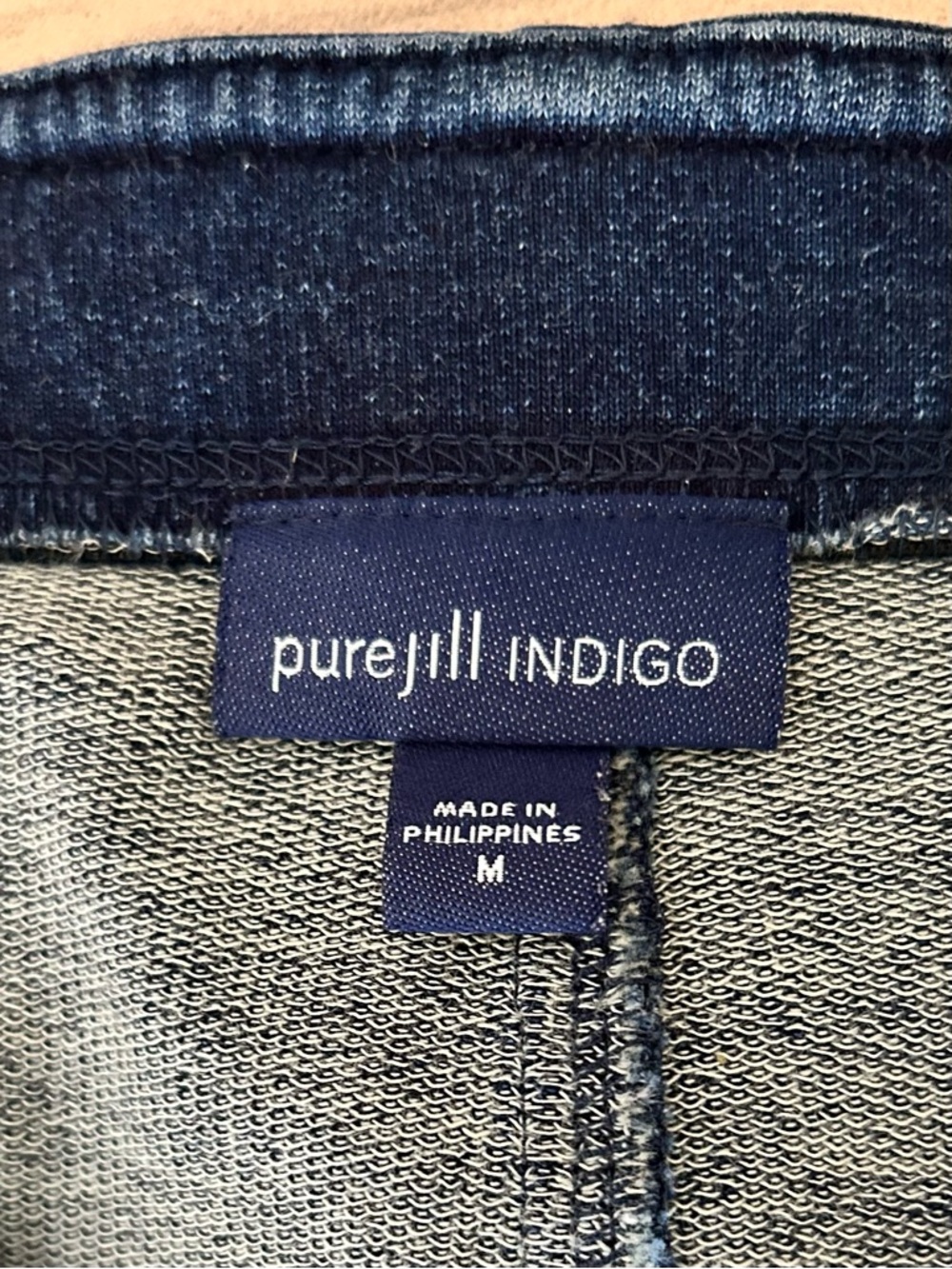 Pure Jill J Jill Indigo Denim Knit Skirt Stretch Cotton Pull On Pockets M - Picture 4 of 4